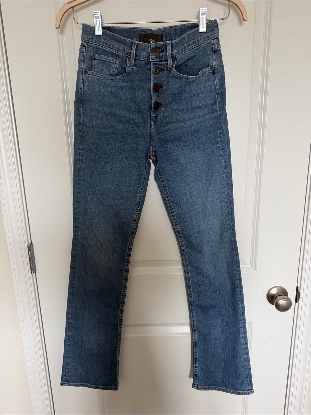 3x1 Women's High-Rise Button-Fly Flare Jeans - Blue